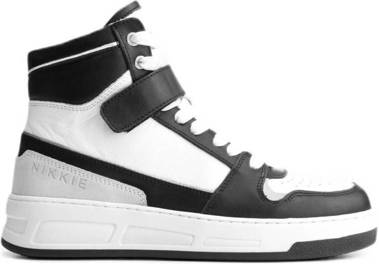 NIKKIE May leren sneakers zwart wit