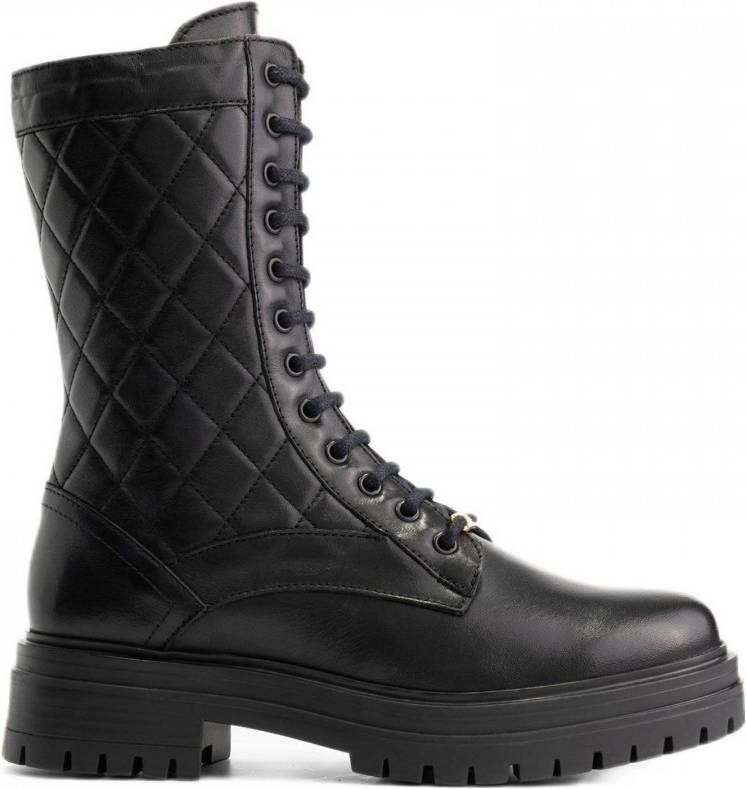 NIKKIE Pebbel Boots leren veterboots zwart
