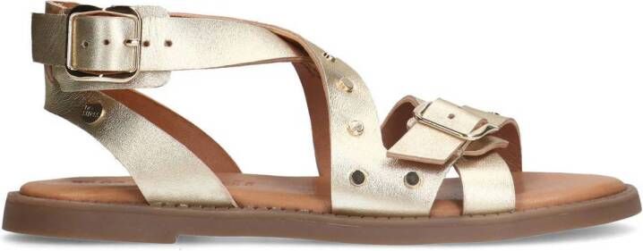 No Stress Dames PRE ORDER Gouden leren sandalen met studs