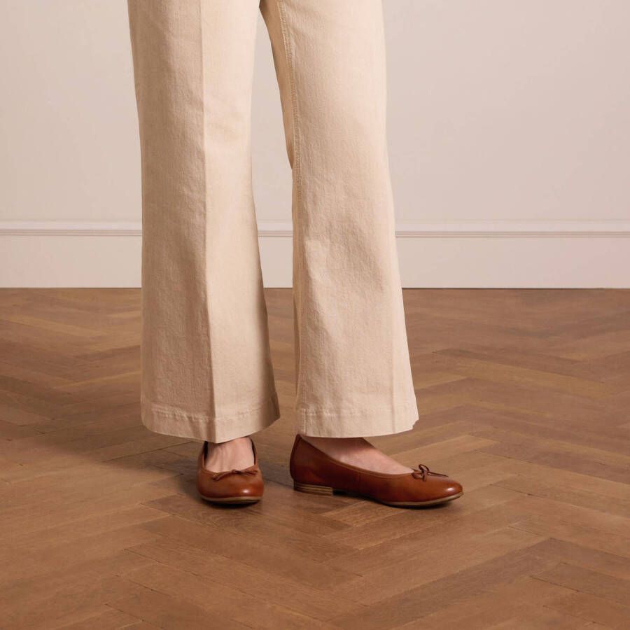 No Stress Dames Cognac leren ballerina's