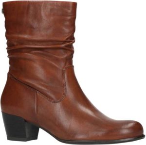 No Stress Dames Cognac enkellaarsjes met geplooid detail