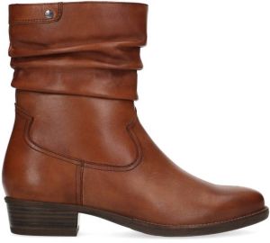 No Stress Dames Cognac enkellaarsjes met geplooid detail