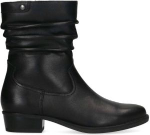 No Stress Dames Zwarte enkellaarsjes met geplooid detail