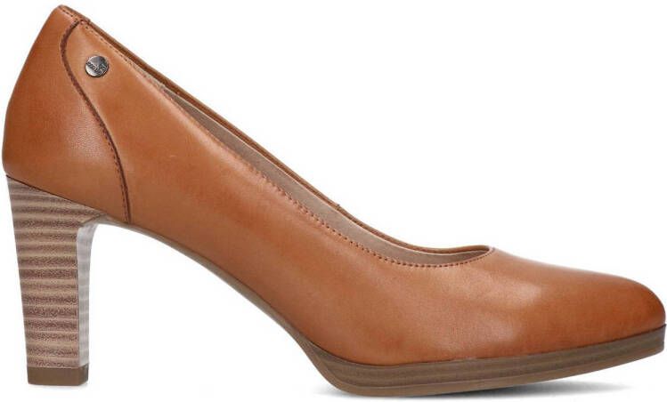 No Stress Dames Cognac leren gesloten pumps