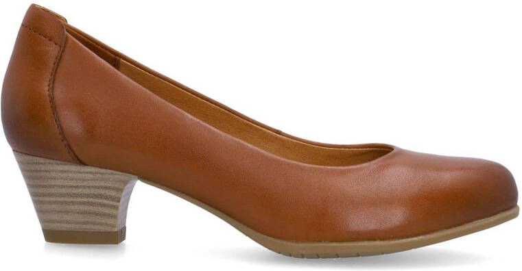 No Stress leren pumps met lage hak cognac