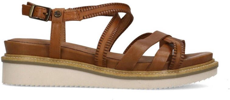 No Stress Dames Cognac leren sandalen met bandjes