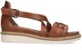 No Stress Dames Cognac leren sandalen met gevlochten band - Thumbnail 1