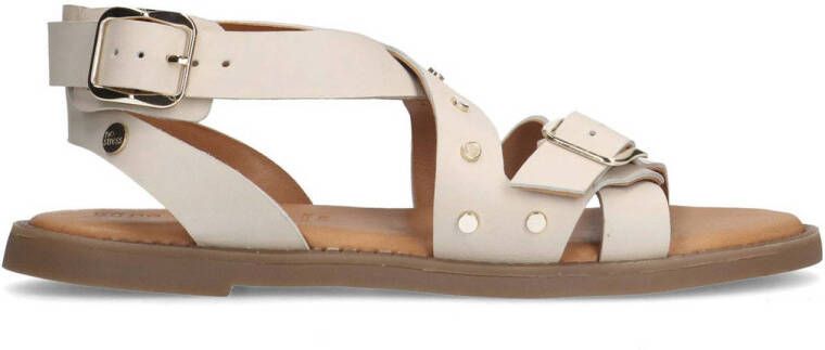 No Stress Dames PRE ORDER Witte leren sandalen met studs