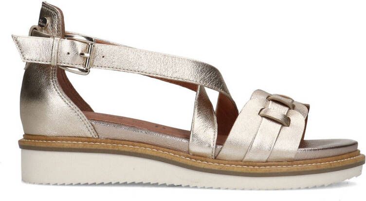 No Stress Dames Goudkleurige leren sandalen met gevlochten band Schoenen