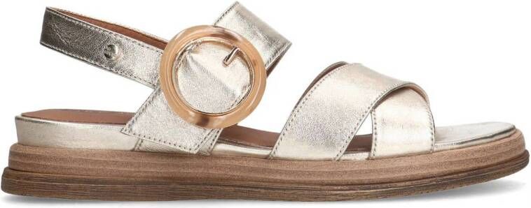 No Stress Dames PRE ORDER Gouden leren plateau sandalen met gesp