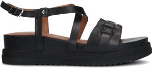 No Stress Dames Zwarte leren sandalen met gevlochten bandjes
