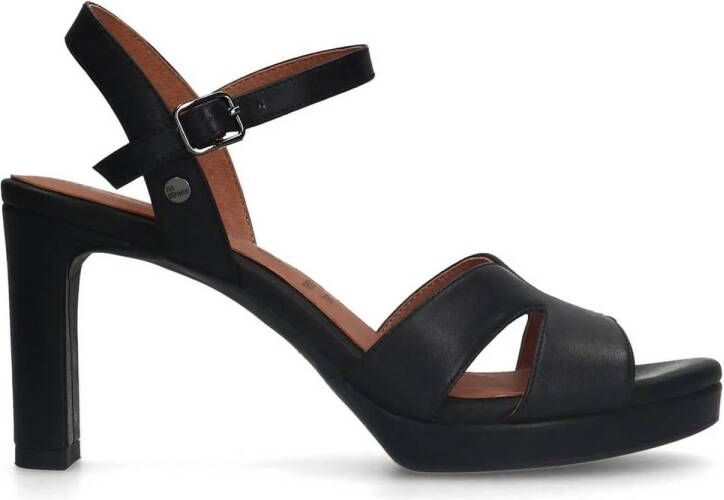 No Stress Dames PRE ORDER Zwarte leren sandalen met hak