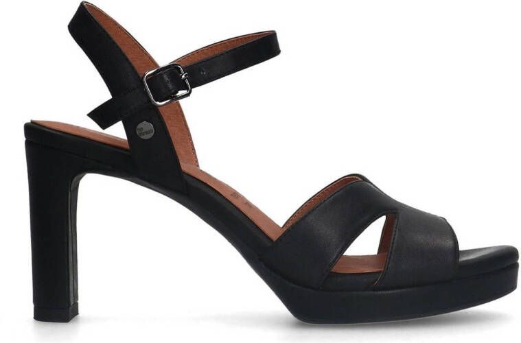 No Stress Dames PRE ORDER Zwarte leren sandalen met hak