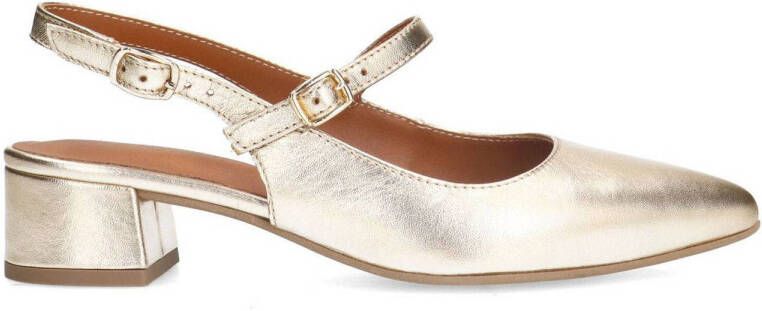 No Stress Dames Gouden leren slingbacks