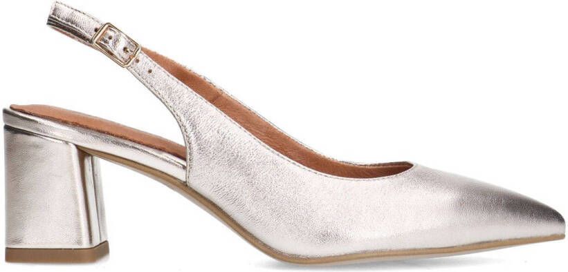 No Stress Dames Goudkleurige leren slingbacks