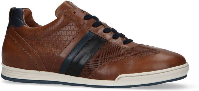 No Stress Heren Cognac leren sneakers met details