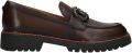No Stress Dames Donkerbruine leren loafers met chain - Donkerbruin
