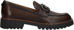 No Stress Dames Donkerbruine leren loafers met chain
