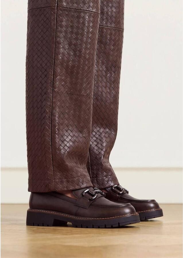 No Stress Dames Donkerbruine leren loafers met chain - Foto 3