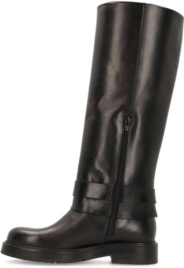 No Stress Dames Zwarte hoge leren laarzen met gesp