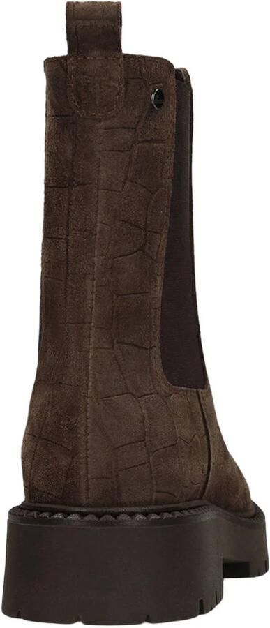 No Stress leren chelsea boots met profielzool en dierenprint donkerbruin - Foto 3