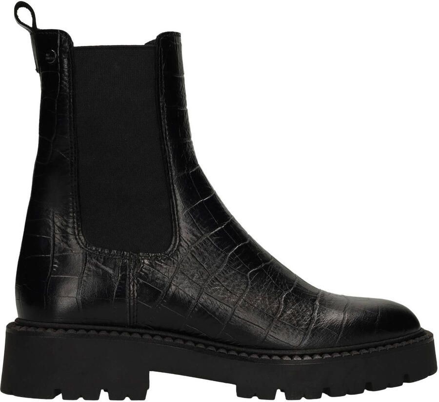 No Stress leren chelsea boots met profielzool en dierenprint zwart