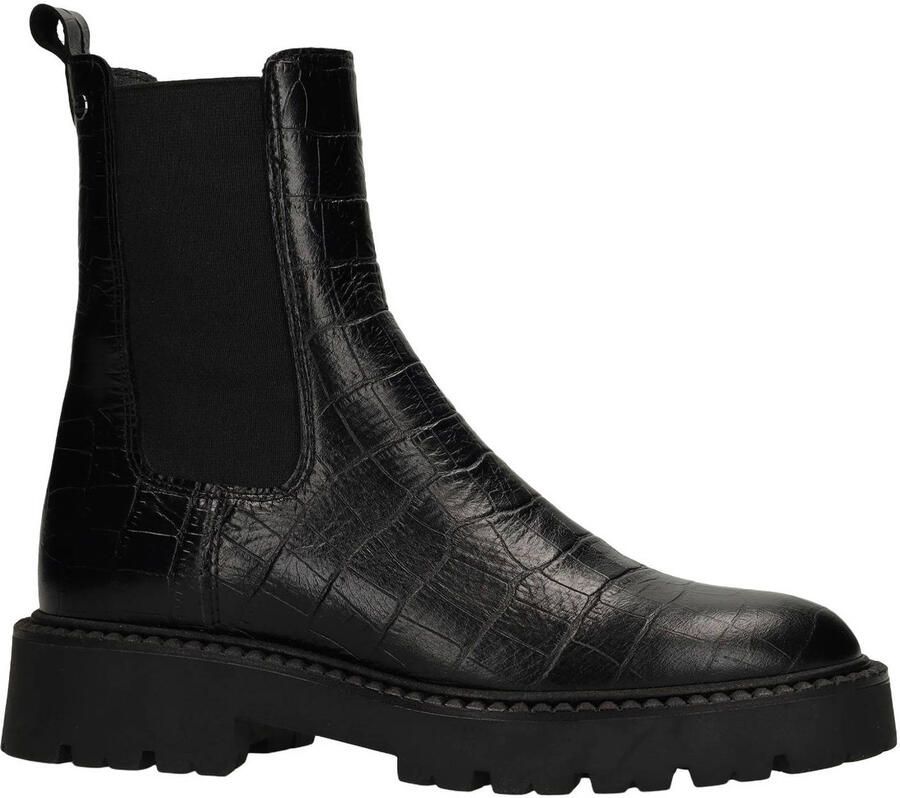 No Stress leren chelsea boots met profielzool en dierenprint zwart