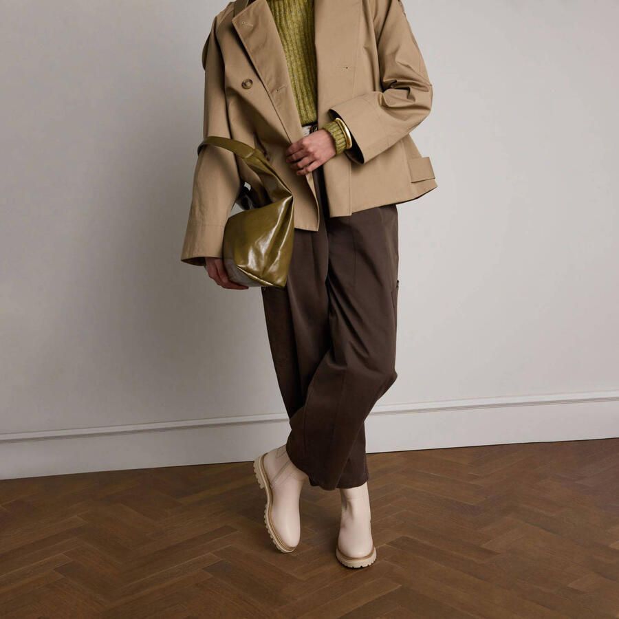 No Stress Dames Beige leren chelsea boots