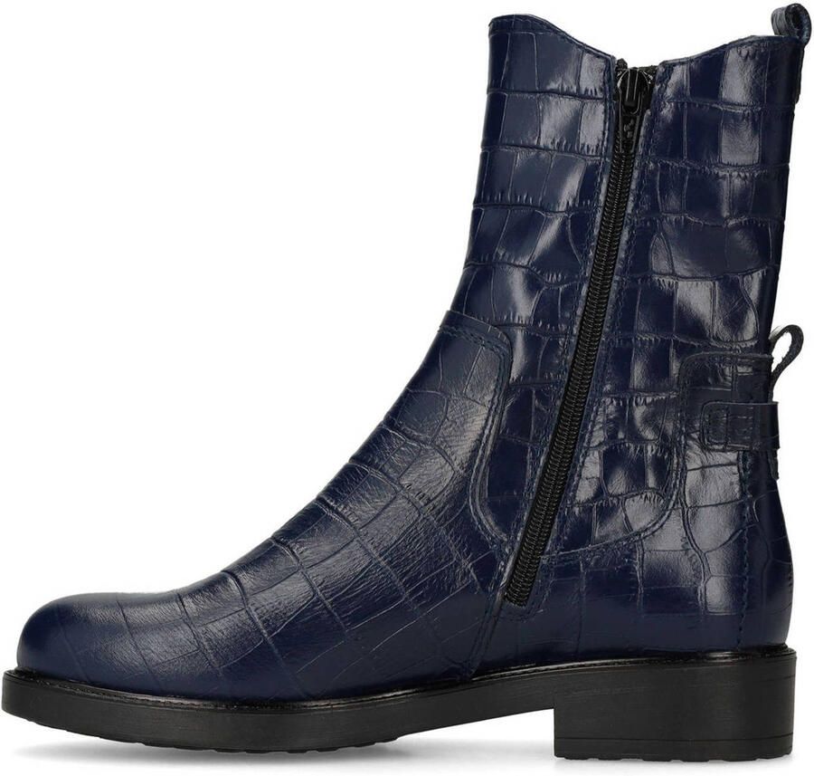 No Stress Dames Donkerblauwe leren chelsea boots met croco details