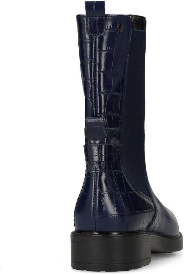 No Stress Dames Donkerblauwe leren chelsea boots met croco details - Foto 3