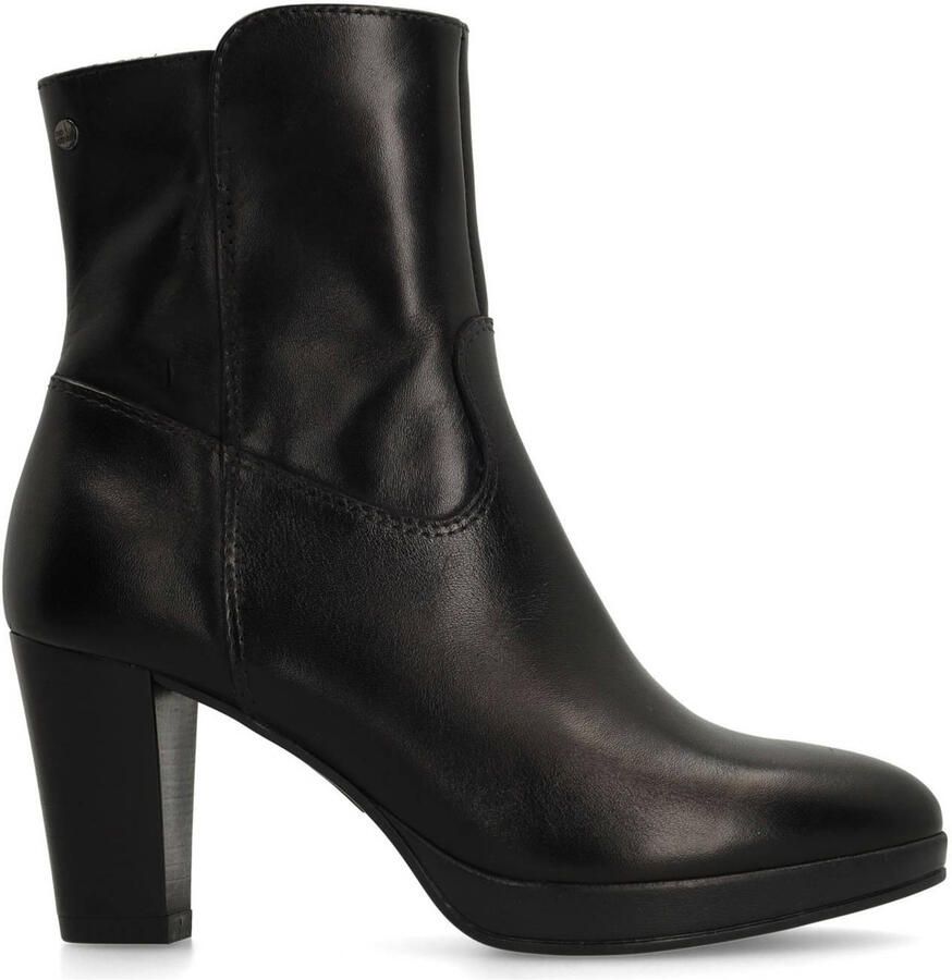 No Stress Dames Zwarte leren enkellaarsjes met hak