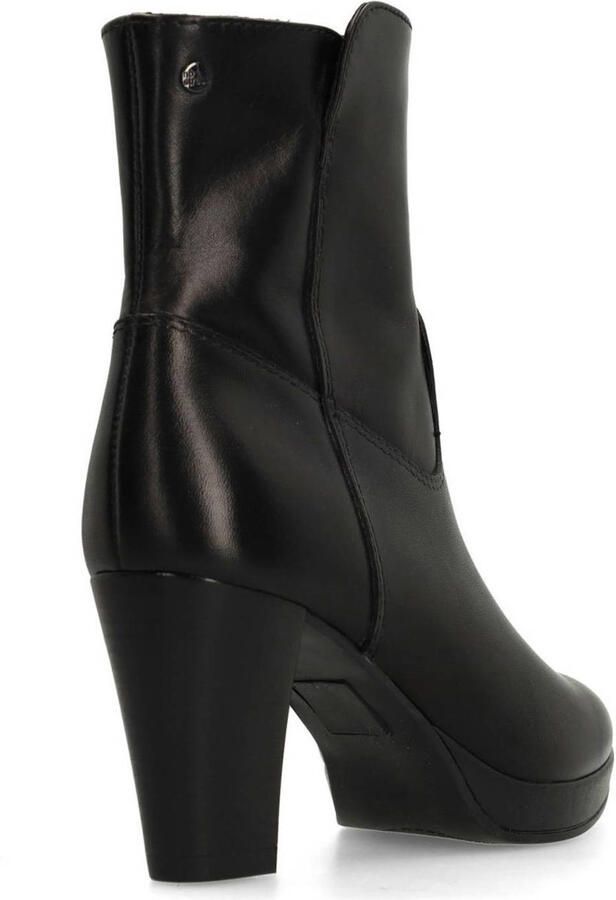 No Stress Dames Zwarte leren enkellaarsjes met hak