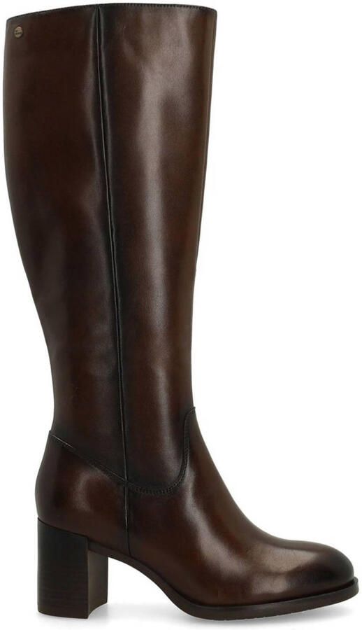 No Stress Dames Bruine leren hoge laarzen met hak