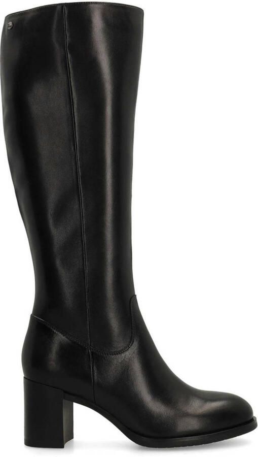 No Stress Dames Zwarte leren hoge laarzen met hak