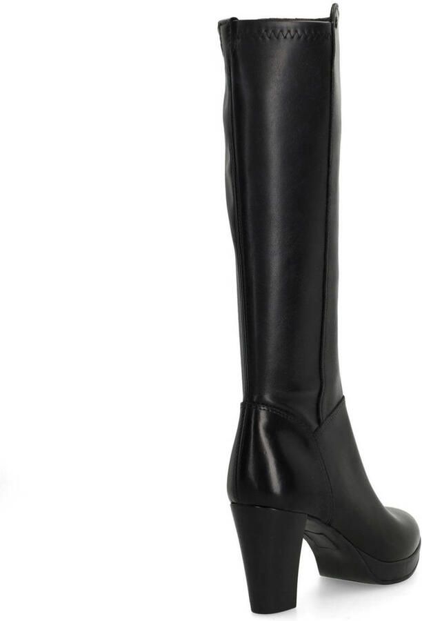No Stress Dames Zwarte leren hoge laarzen met hak