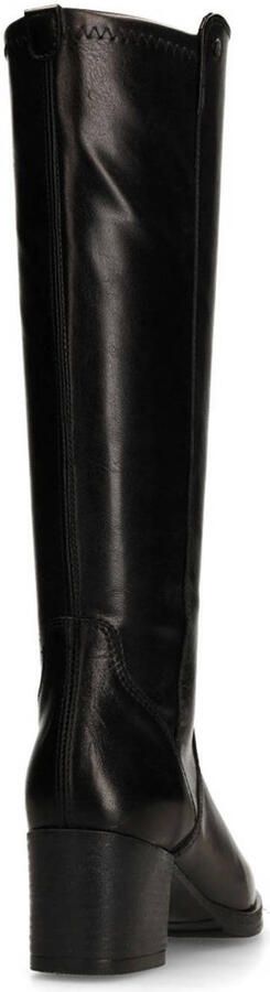 No Stress Dames Zwarte leren hoge laarzen met hak