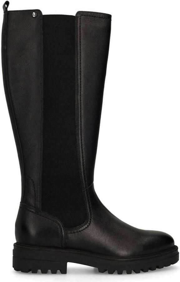 No Stress Dames Zwarte leren laarzen met elastiek