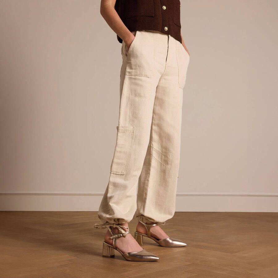 No Stress Dames Goudkleurige leren slingbacks