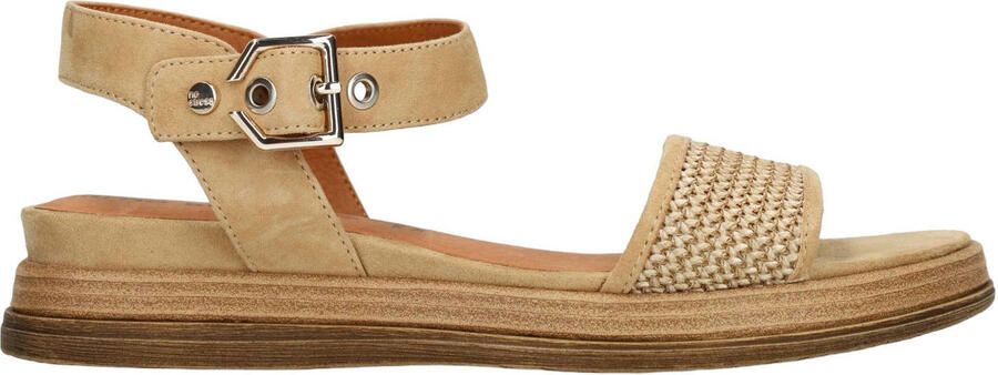 No Stress Dames Cognac leren plateau sandalen
