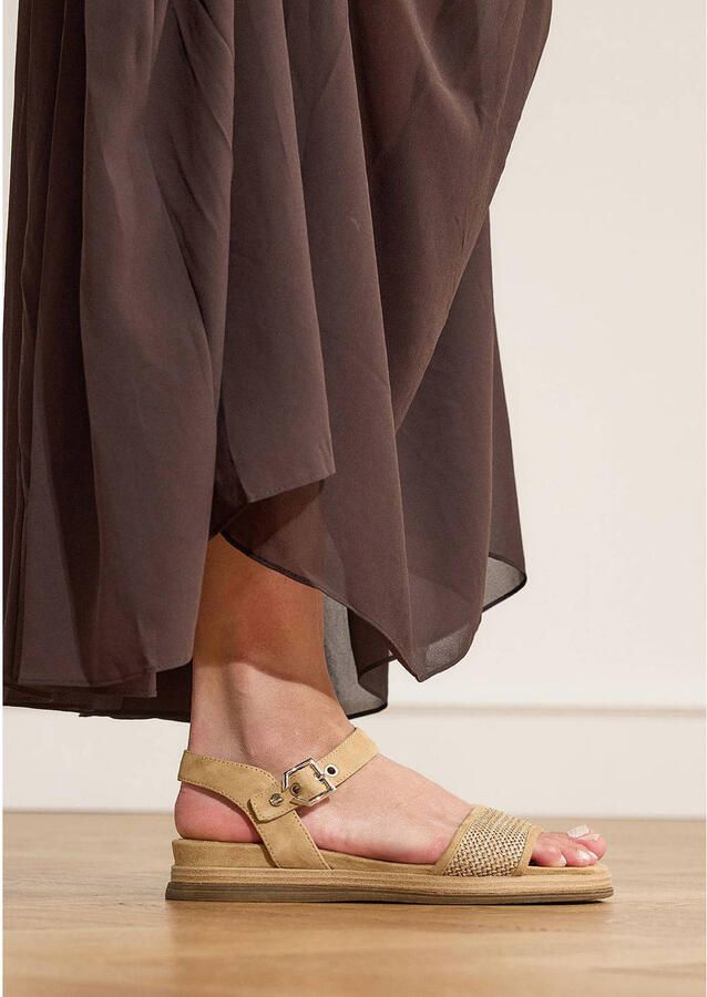 No Stress Dames Cognac leren plateau sandalen - Foto 2