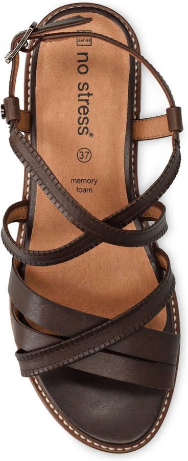 No Stress Dames Donkerbruine leren sandalen - Foto 3