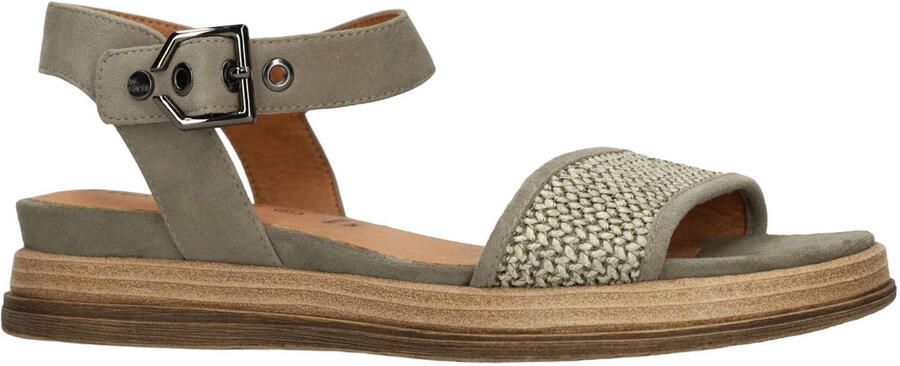 No Stress Dames Groene leren plateau sandalen