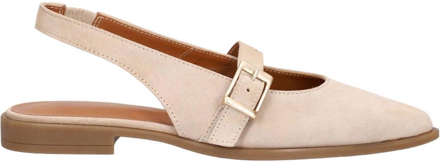 No Stress leren slingback loafers beige