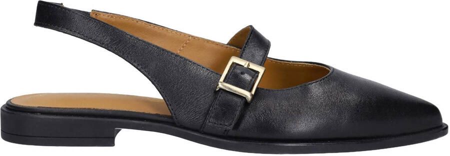 No Stress Dames Zwarte leren slingbacks