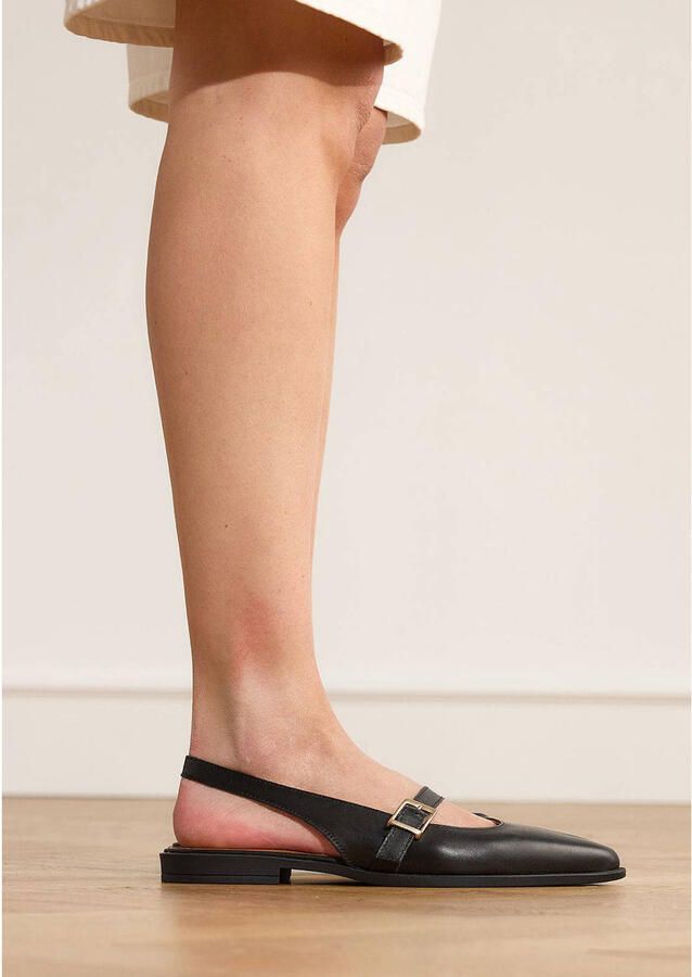 No Stress Dames Zwarte leren slingbacks - Foto 2
