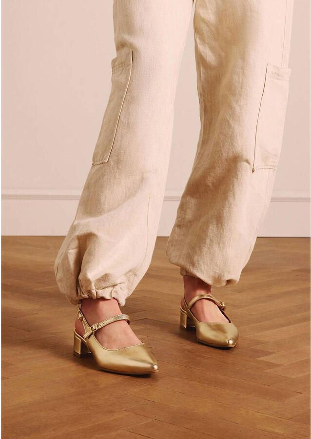 No Stress Dames Gouden leren slingbacks