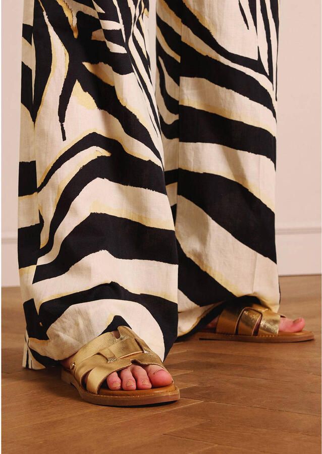 No Stress Dames Gouden leren slippers