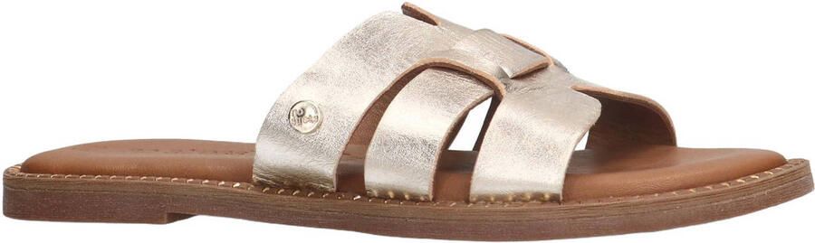 No Stress Dames Gouden leren slippers - Foto 3