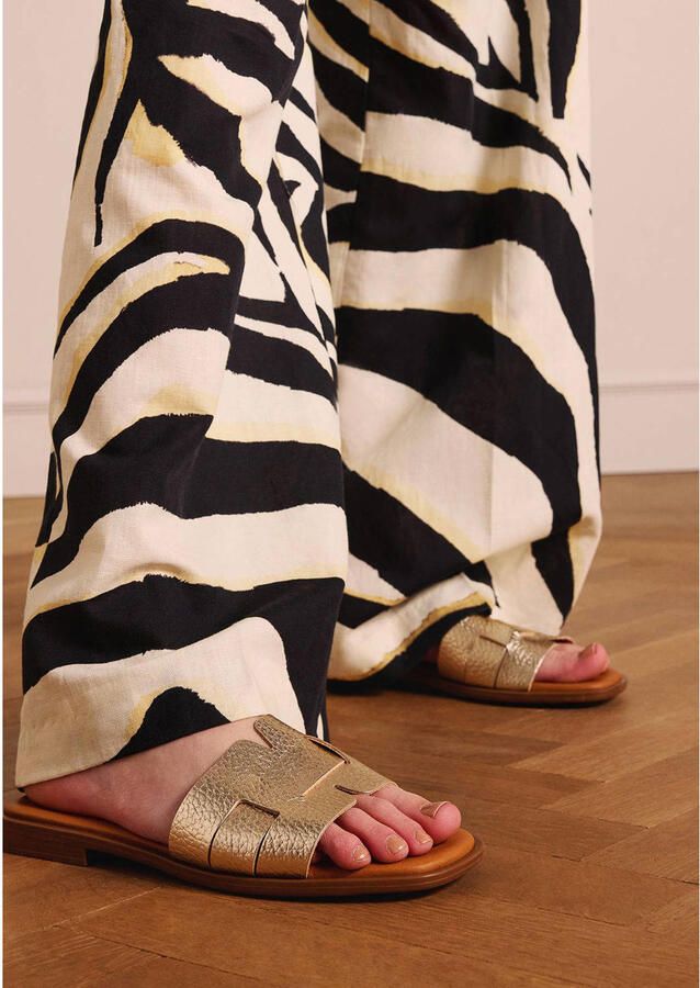 No Stress Dames Gouden leren slippers - Foto 2
