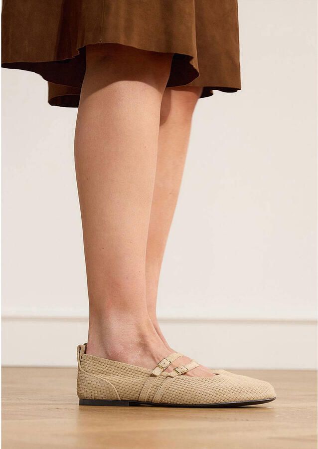 No Stress Dames Beige suède ballerina's - Foto 2